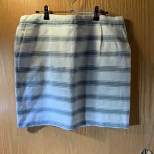 J. Crew Silk/Linen Gray and White Striped Pencil Skirt- Size 12